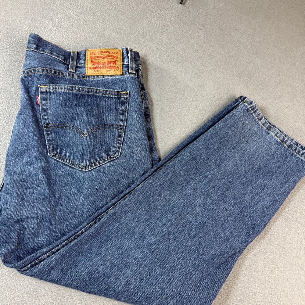Levis 505 Regular Fit Straight Leg Jeans Mens 40x30 Blue Medium Wash Denim